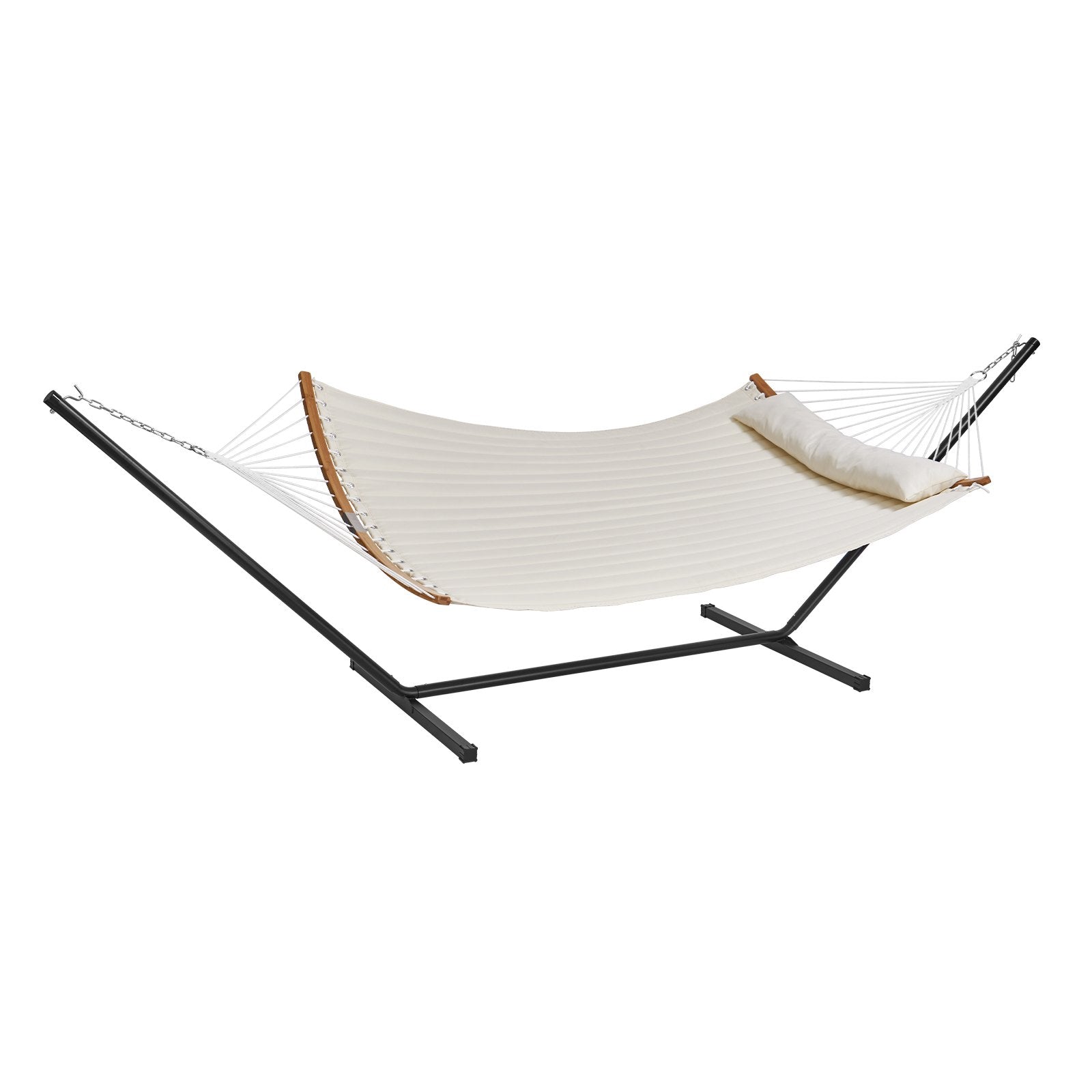 Two Person Hammock with Stand Double Curved Spreader Bar Detachable Pillow 480lb