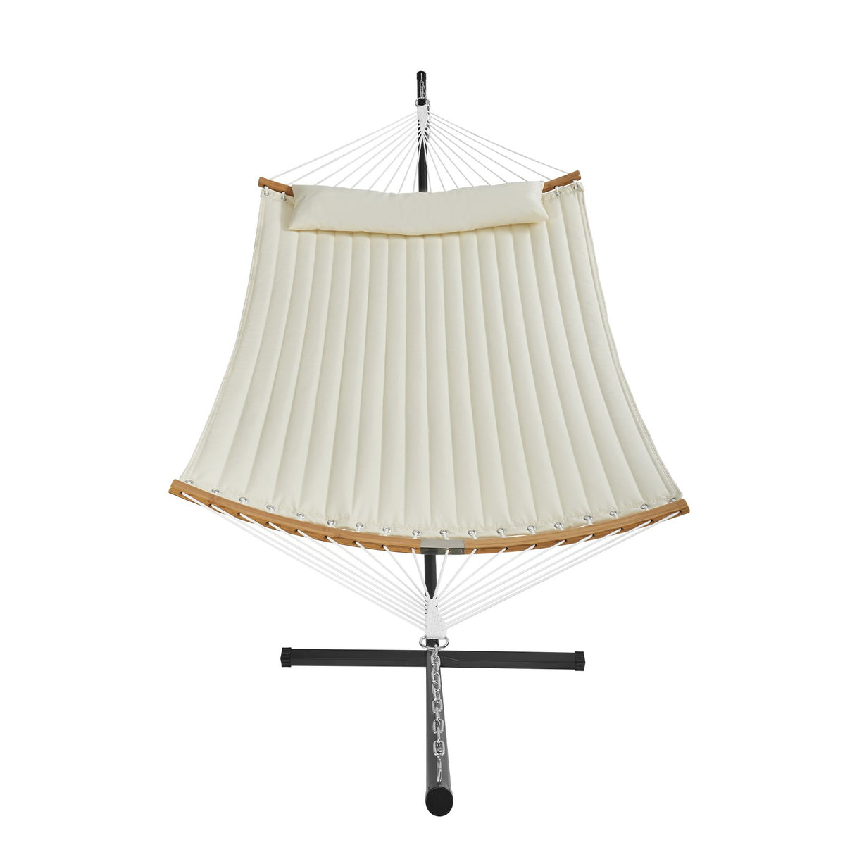 Two Person Hammock with Stand Double Curved Spreader Bar Detachable Pillow 480lb
