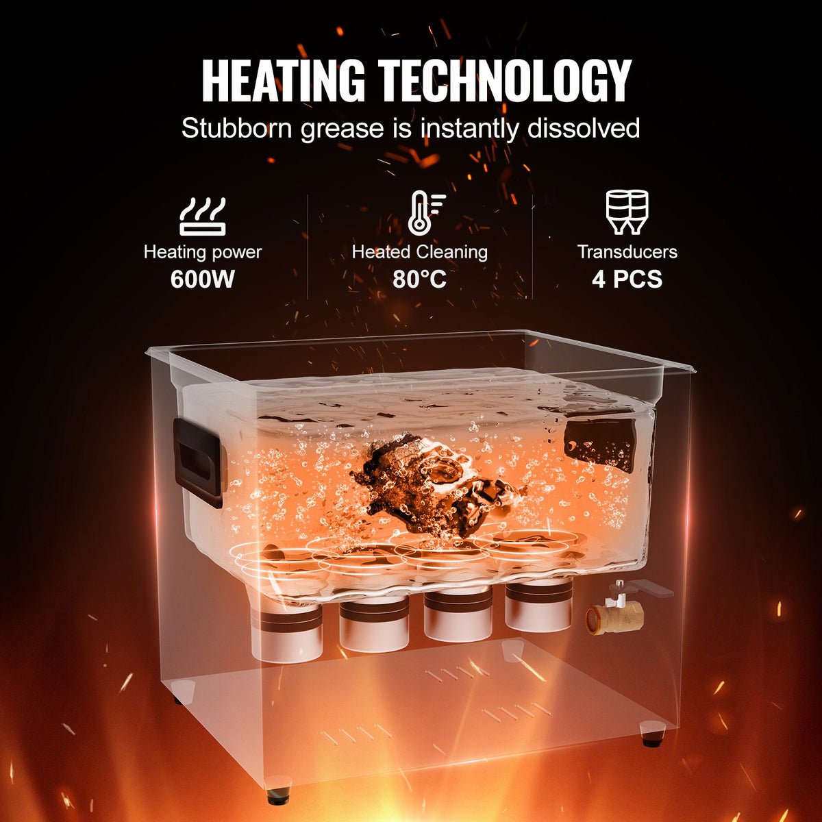 Ultrasonic Cleaner 240W 10L Digital Industrial 40kHz Heater Timer Gentle Mode