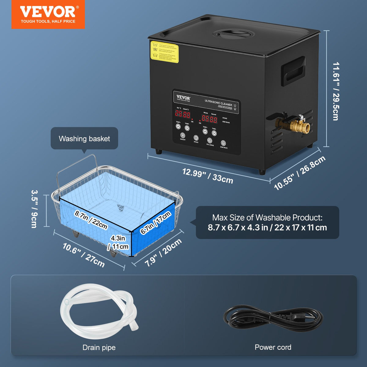 Ultrasonic Cleaner 240W 10L Digital Industrial 40kHz Heater Timer Gentle Mode