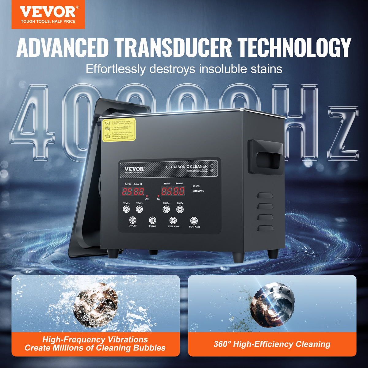 Ultrasonic Cleaner 3L 120W Digital 40kHz with Heater Timer Gentle Mode Degassing