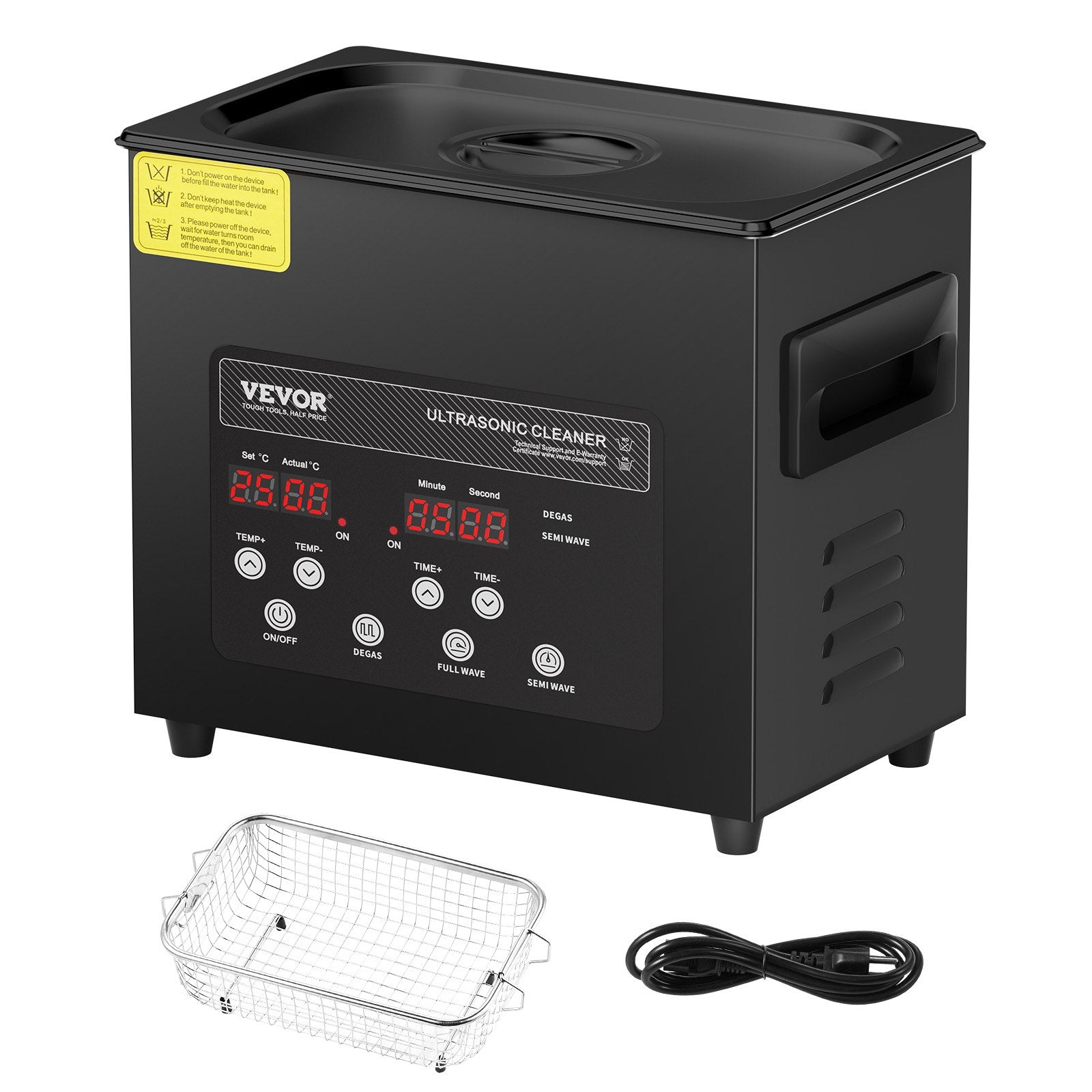 Ultrasonic Cleaner 3L 120W Digital 40kHz with Heater Timer Gentle Mode Degassing