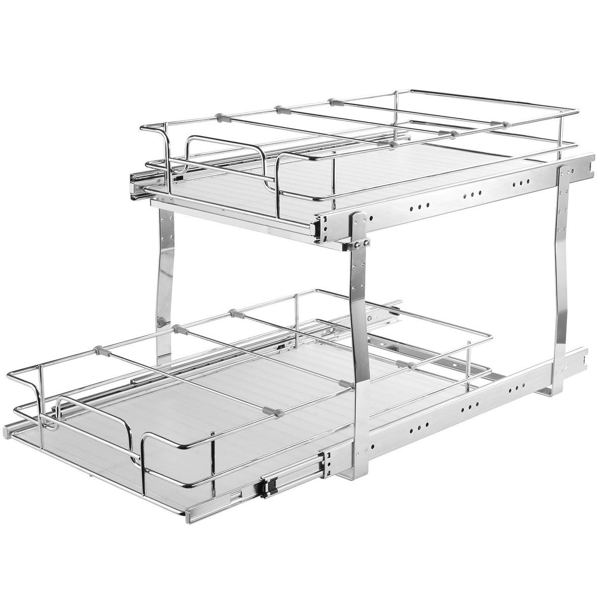 Pull Out Cabinet Organizer 2 Tier 14x21x15 Heavy Duty Steel Slide-Out Shelves