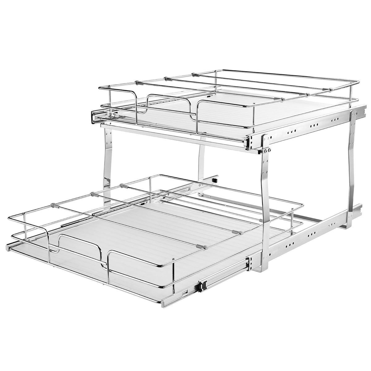 2 Tier 17"x21"x15" Pull Out Cabinet Organizer Heavy-Duty Steel Slide Shelves