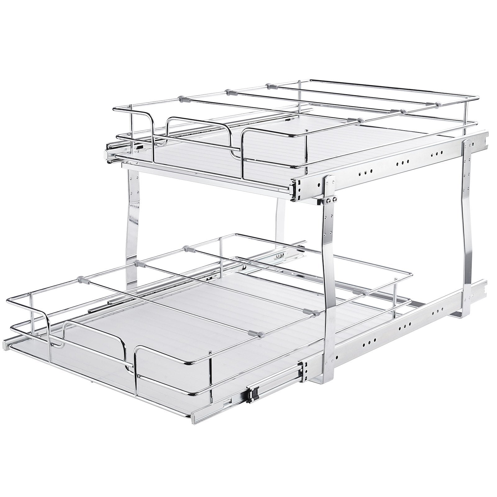 Pull Out Cabinet Organizer 2 Tier 20x21x15 Heavy Duty Steel Slide-Out Shelves