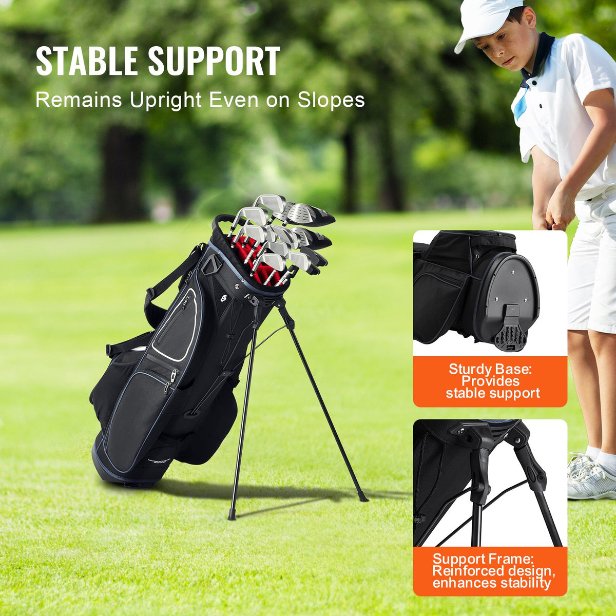 Golf Cart Bag 14-Way Divider 35in 11 Pockets Stand Dual Strap Dust Cover