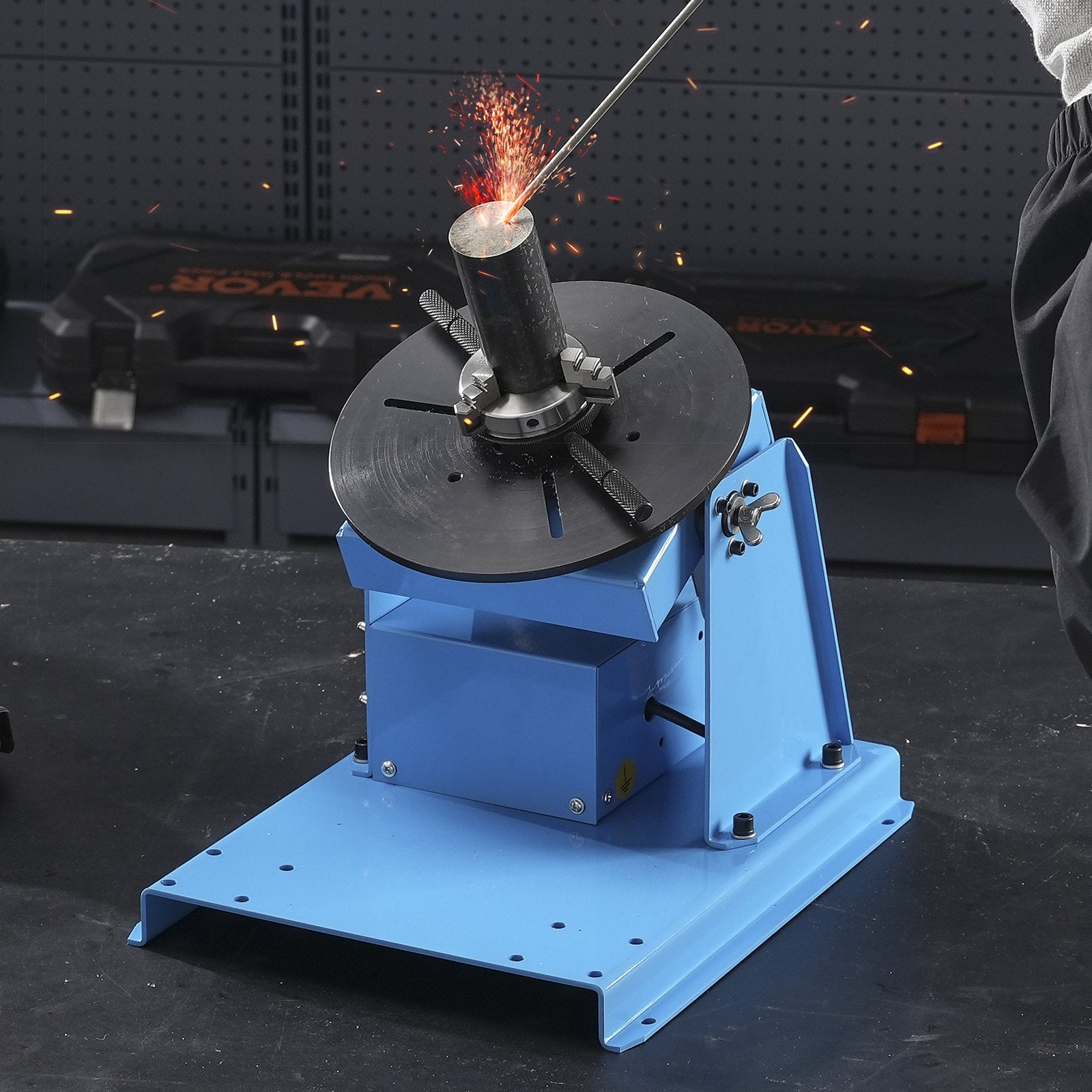 Rotary Welding Positioner 10KG 0-90° Turntable with 8.1" 3-Jaw Chuck 1-12 RPM