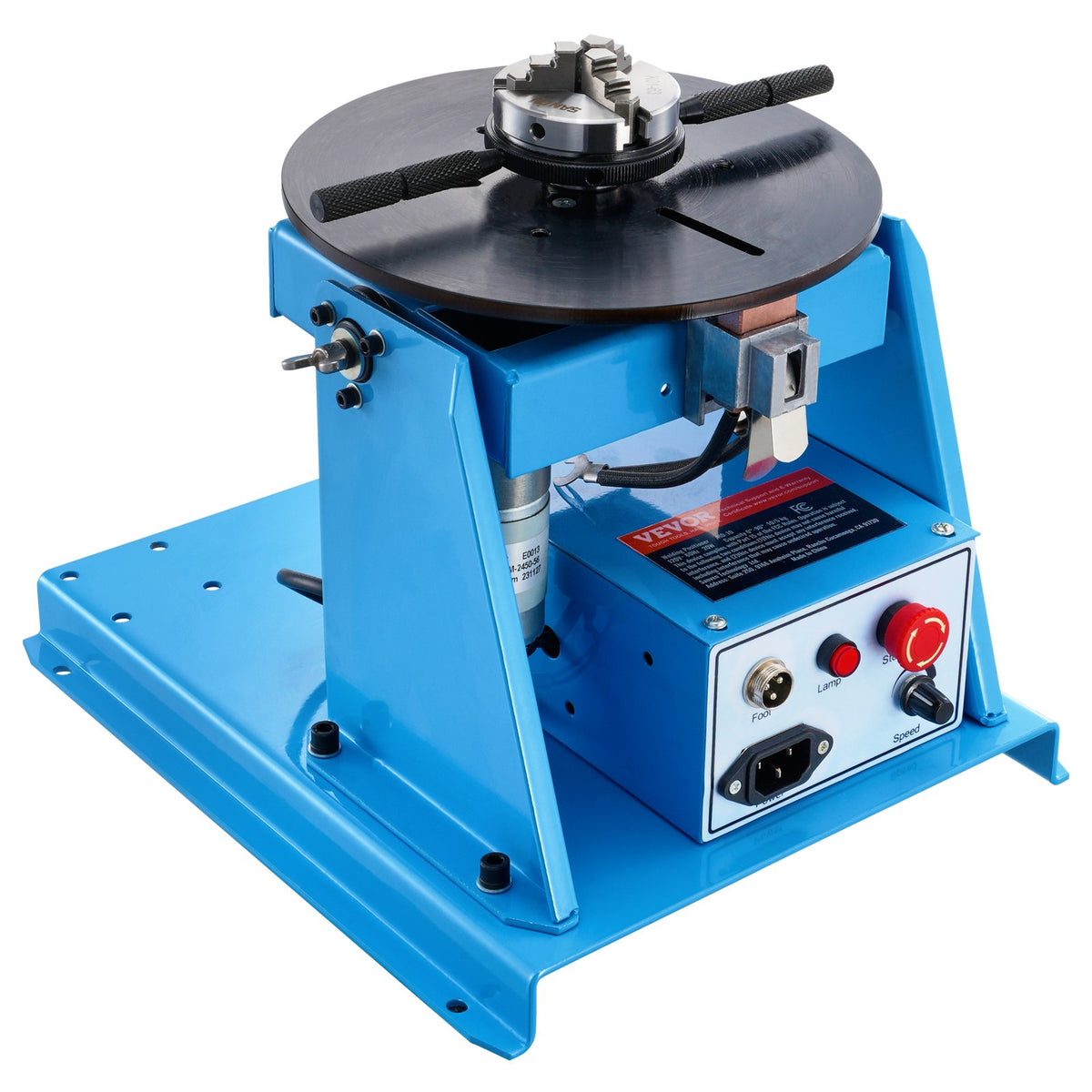 Rotary Welding Positioner 10KG 0-90° Turntable with 8.1" 3-Jaw Chuck 1-12 RPM