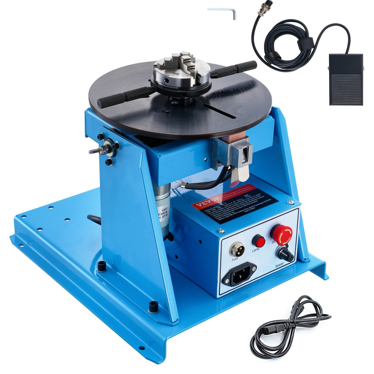 Rotary Welding Positioner 10KG 0-90° Turntable with 8.1" 3-Jaw Chuck 1-12 RPM