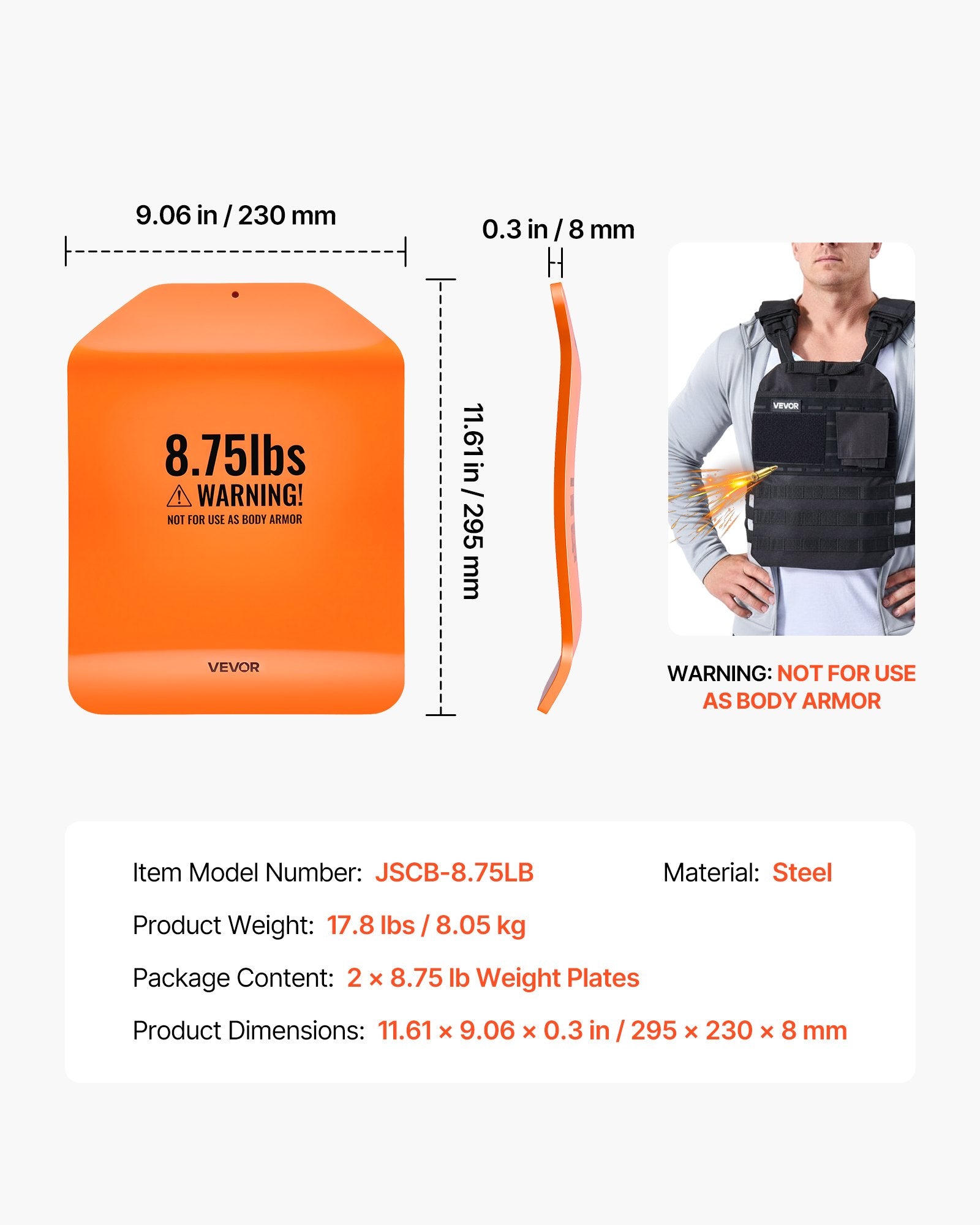 4kg Curved Weight Vest Plates Pair Steel Tactical Training Plates Ergonomic