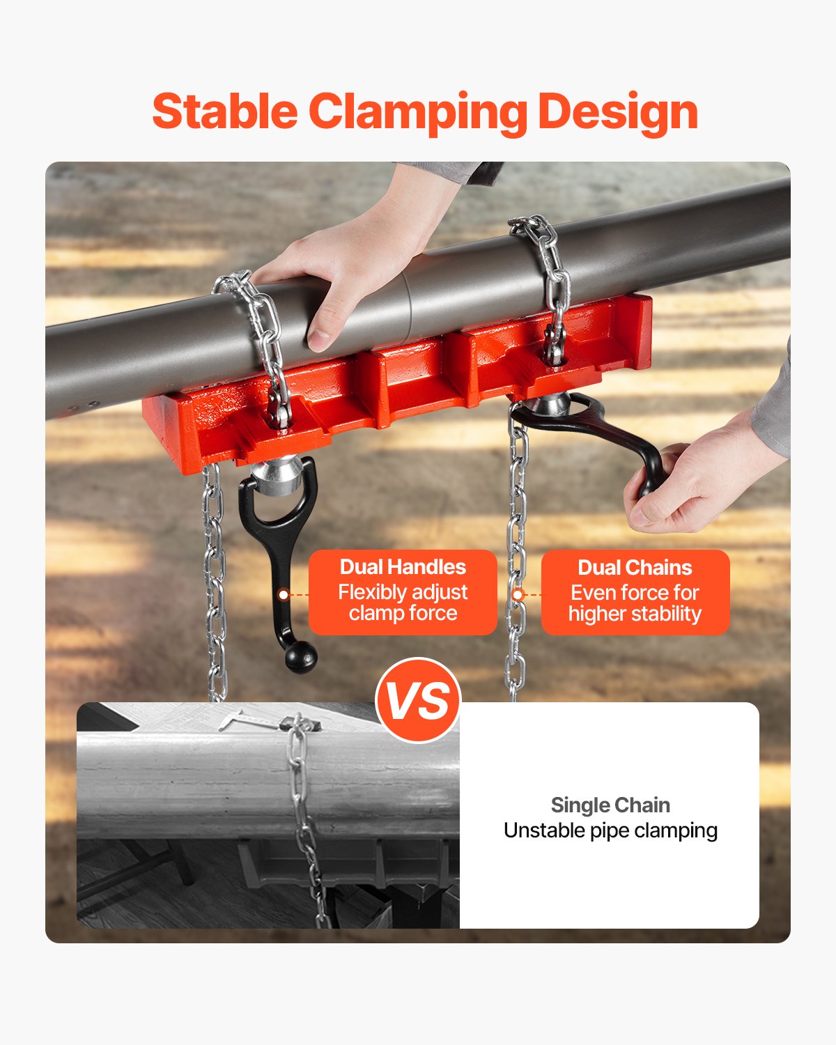 Pipe Welding Vise 1/2-8in Dual Chains Crank Handles Heavy-Duty Cast Iron