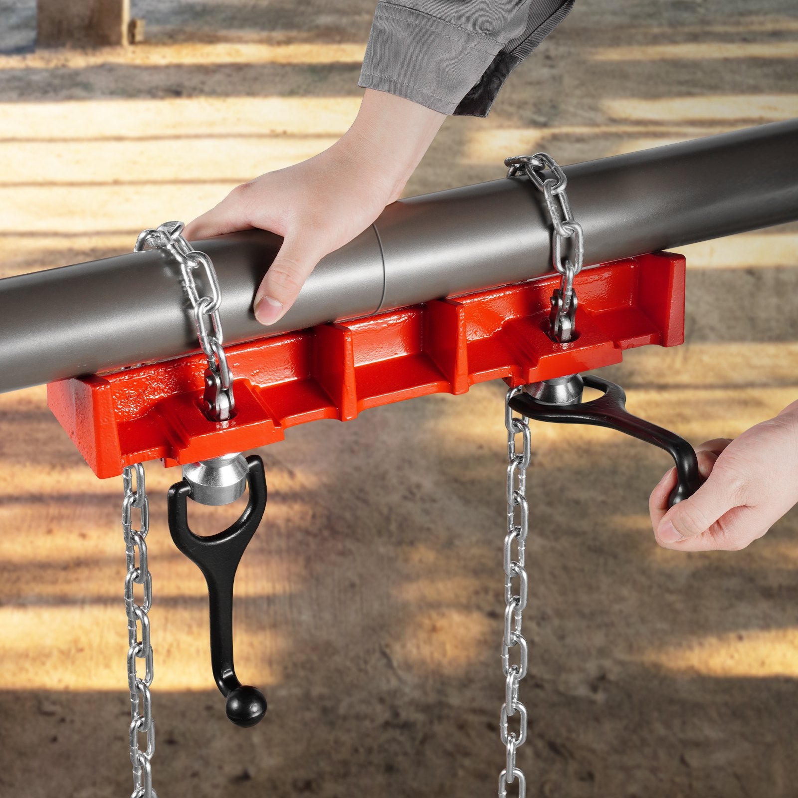 Pipe Welding Vise 1/2-8in Dual Chains Crank Handles Heavy-Duty Cast Iron