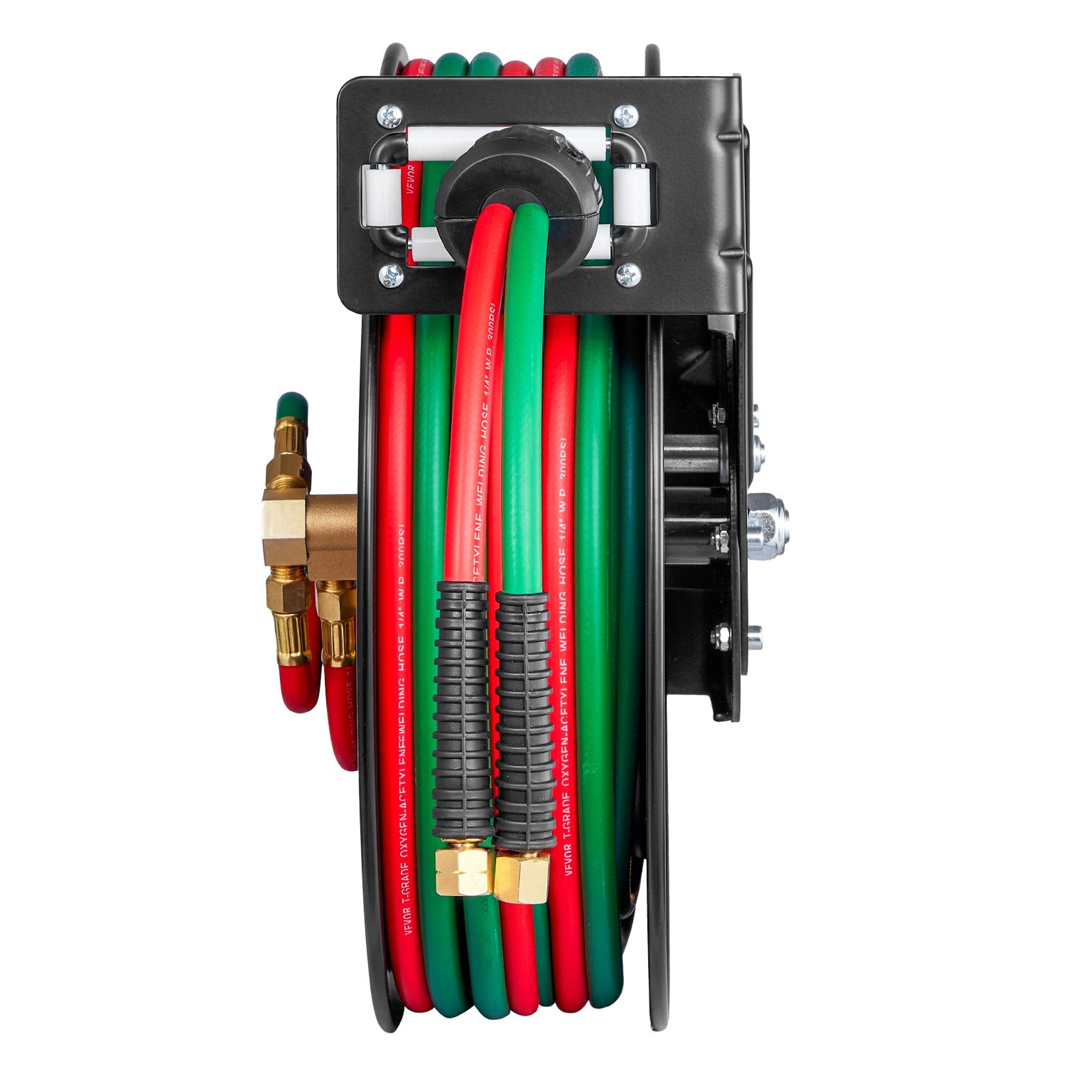 50FT Retrac Twin Oxy-Acetylene Weld Hose Reel 1/4in Auto-Rew WallMount Garage