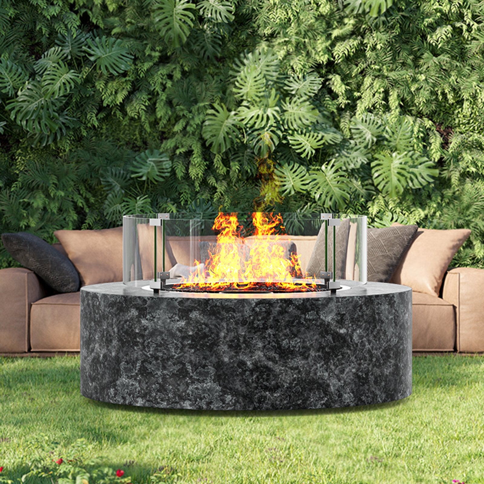 Fire Pit Wind Guard 740x214mm Round 6mm Tempered Glass Flame Shield Propane