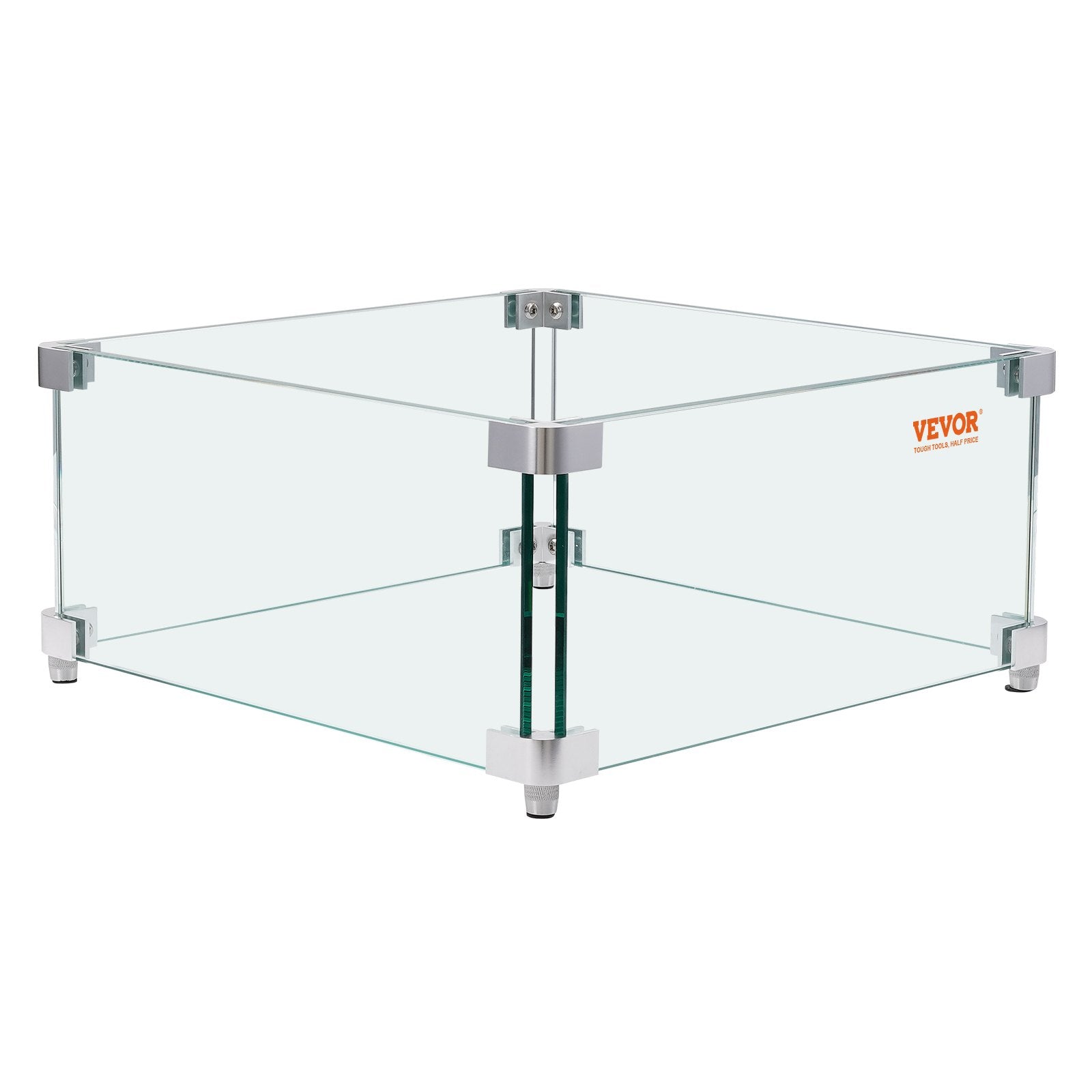 380 x 380 x 180 mm Gas Fire Pit Wind Guard Square Tempered Glass