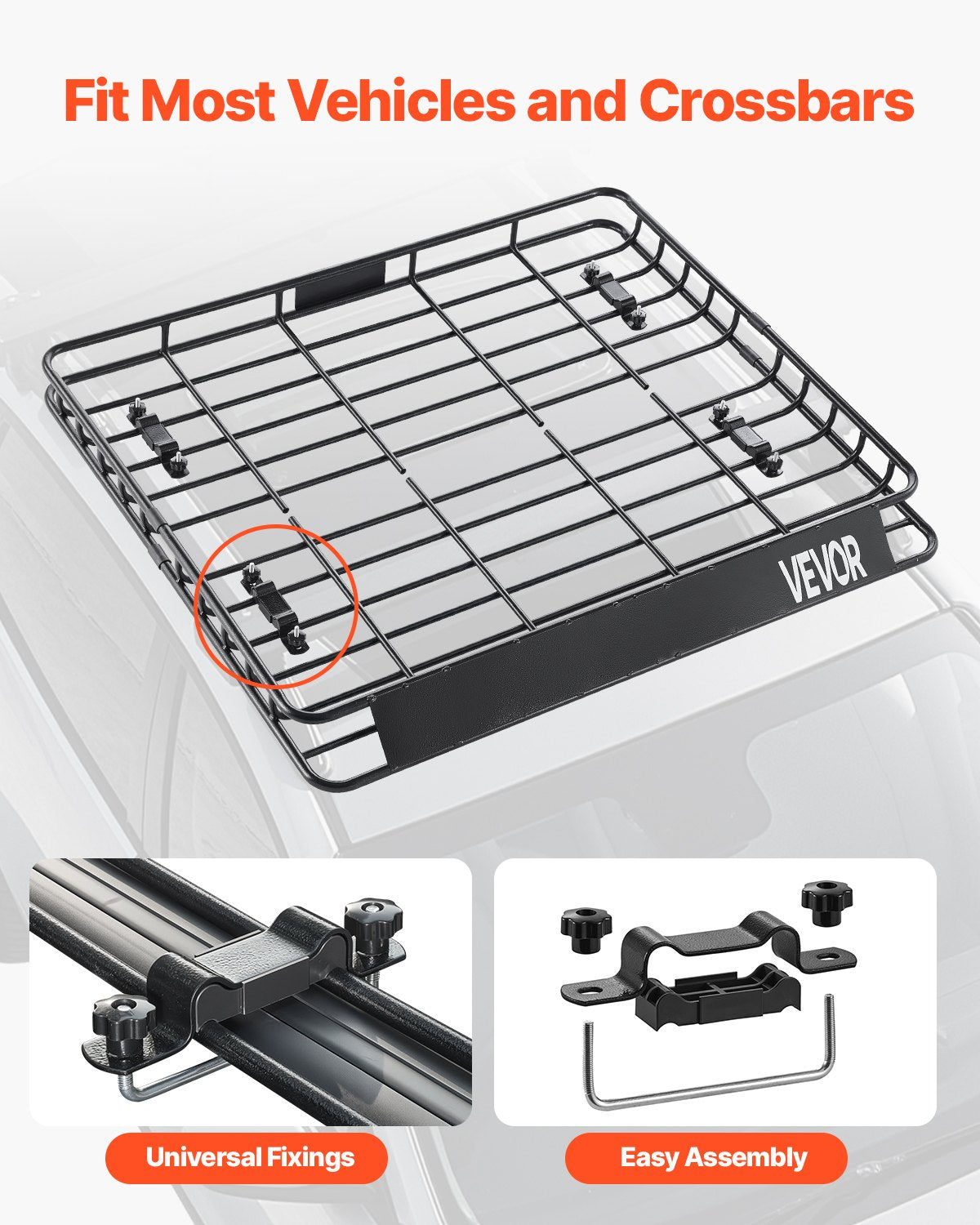 Roof Rack Cargo Carrier 1095x1270x105mm Universal Car Top Basket 68kg Steel