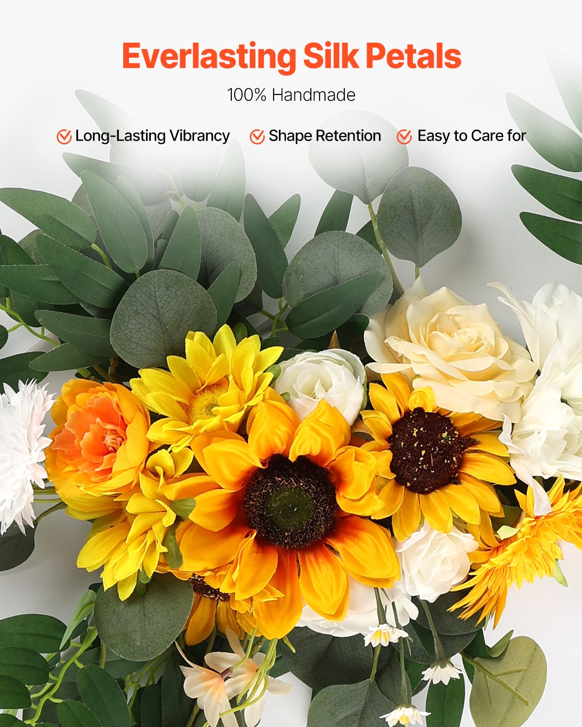Artificial Wedding Arch Flowers Kit, Yellow 3Pack with Drapes for Ceremony Decor