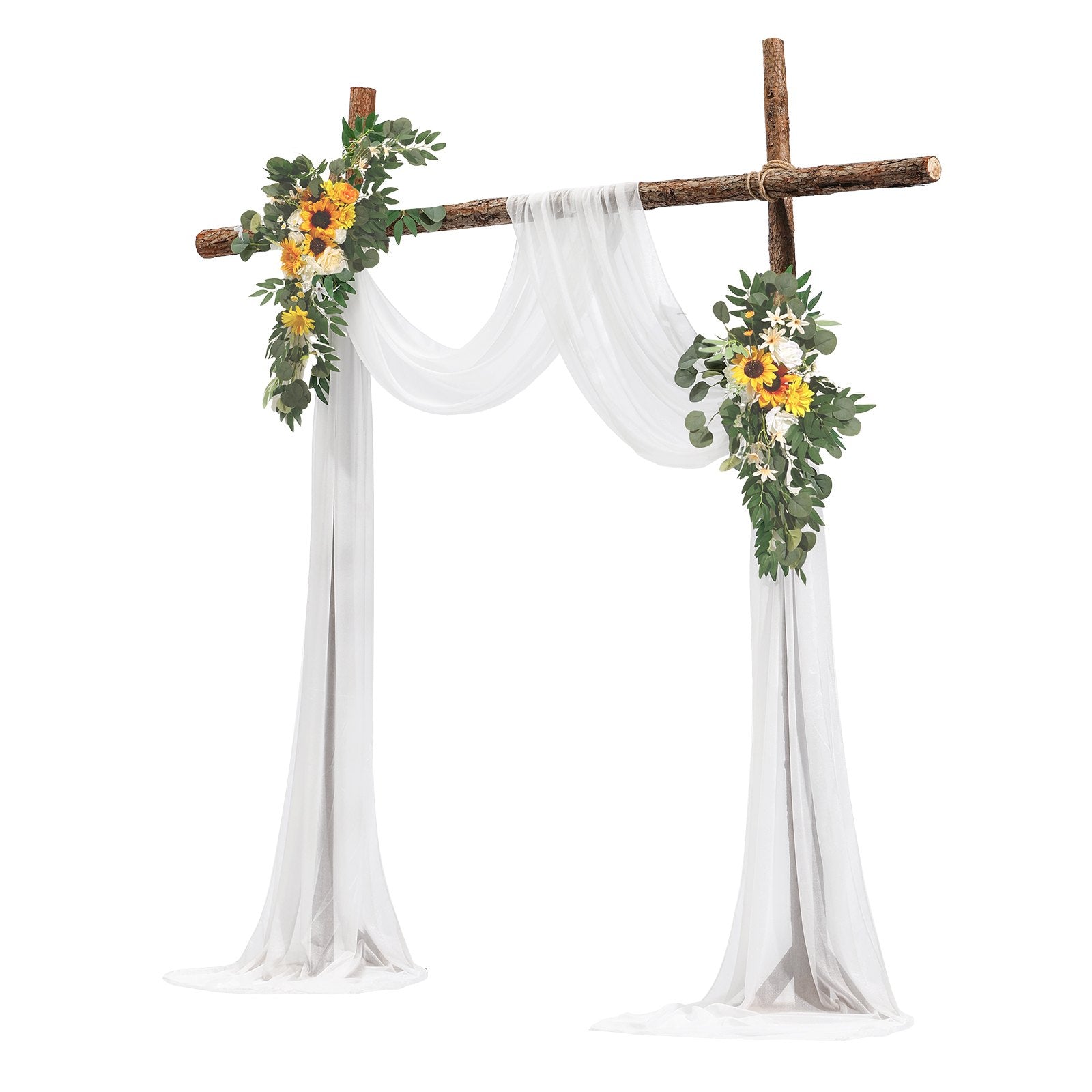 Artificial Wedding Arch Flowers Kit, Yellow 3Pack with Drapes for Ceremony Decor