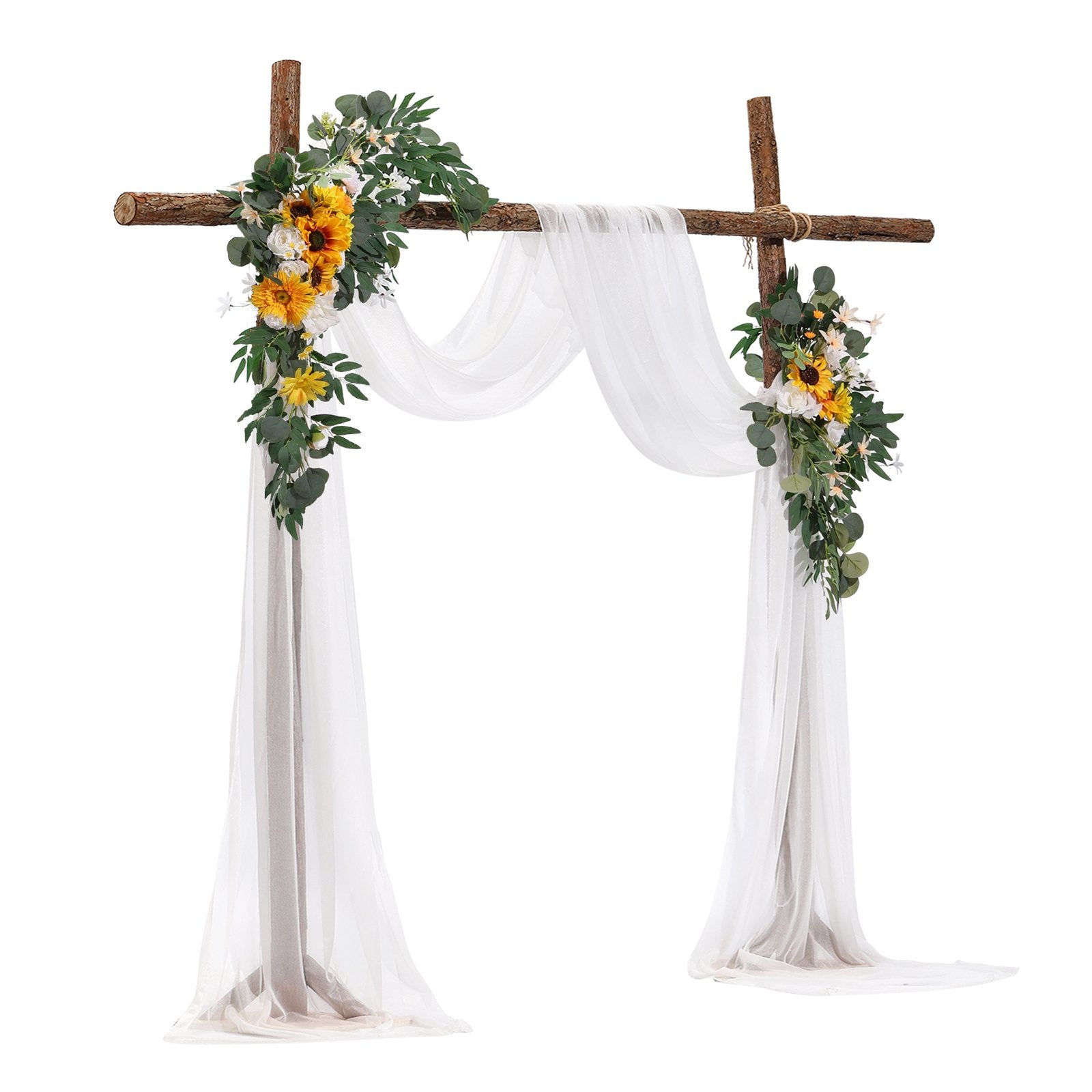 Artificial Wedding Arch Flowers Kit, Yellow 3Pack with Drapes for Ceremony Decor