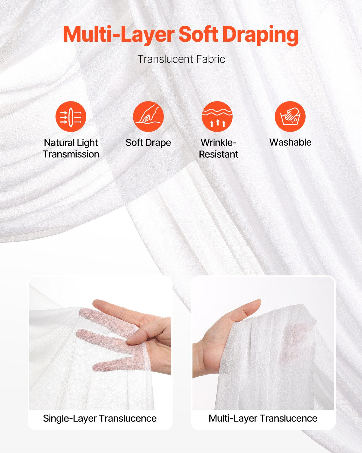 Artificial Wedding Arch Flowers Kit, White 4-Pack with Drapes for Ceremony Decor