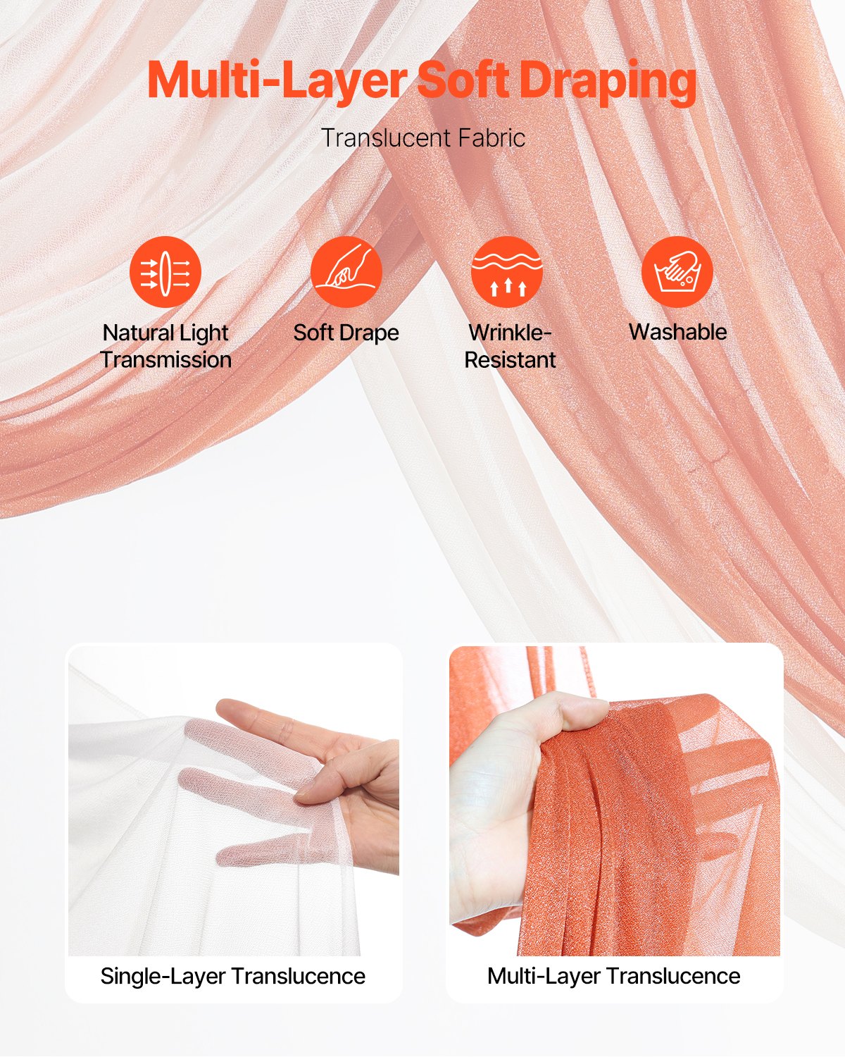 Artificial Wedding Arch Flowers Kit, Orange 4Pack with Drapes for Ceremony Decor