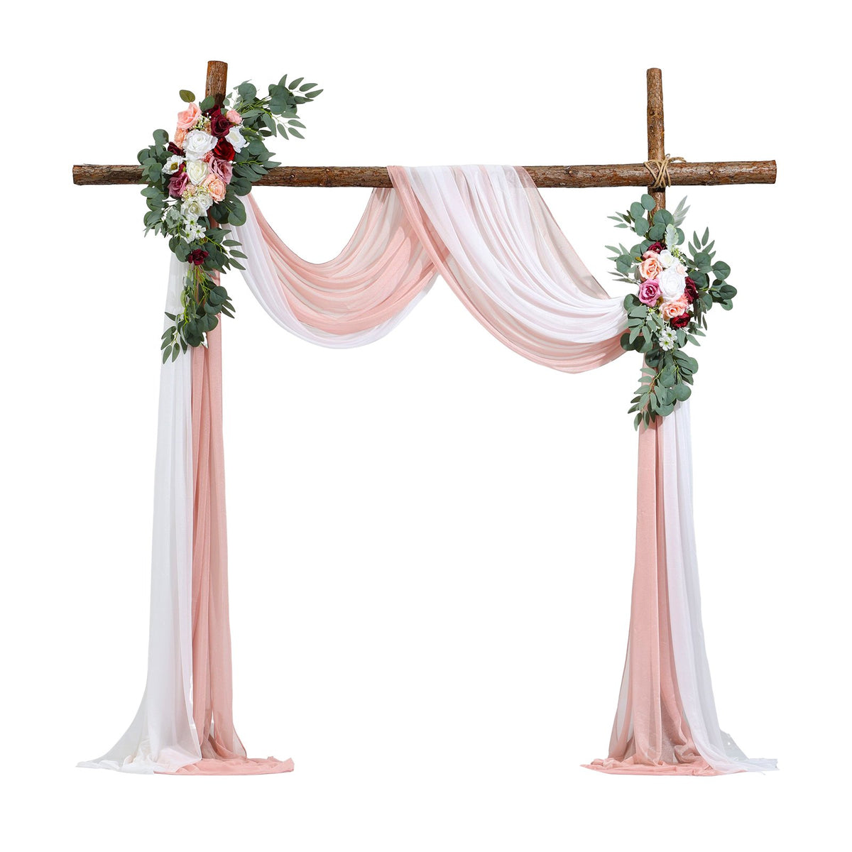 Artificial Wedding Arch Flowers Kit, Pink 4-Pack with Drapes for Ceremony Decor