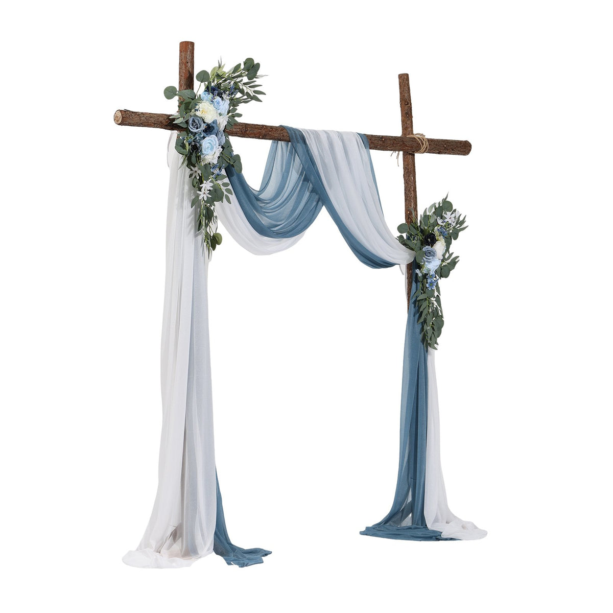 Artificial Wedding Arch Flowers Kit, Blue 4-Pack with Drapes for Ceremony Decor