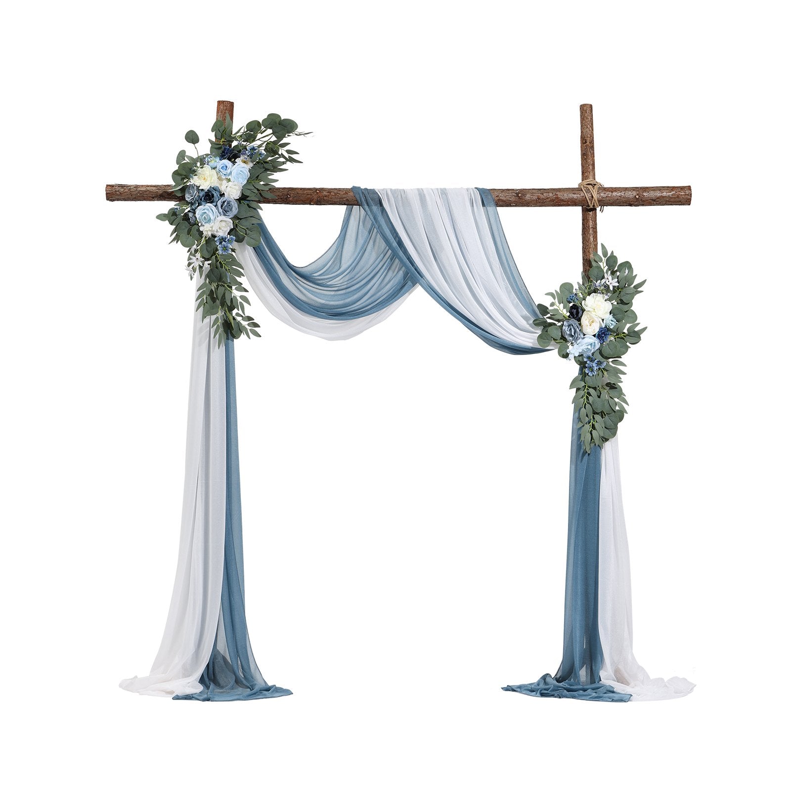 Artificial Wedding Arch Flowers Kit, Blue 4-Pack with Drapes for Ceremony Decor