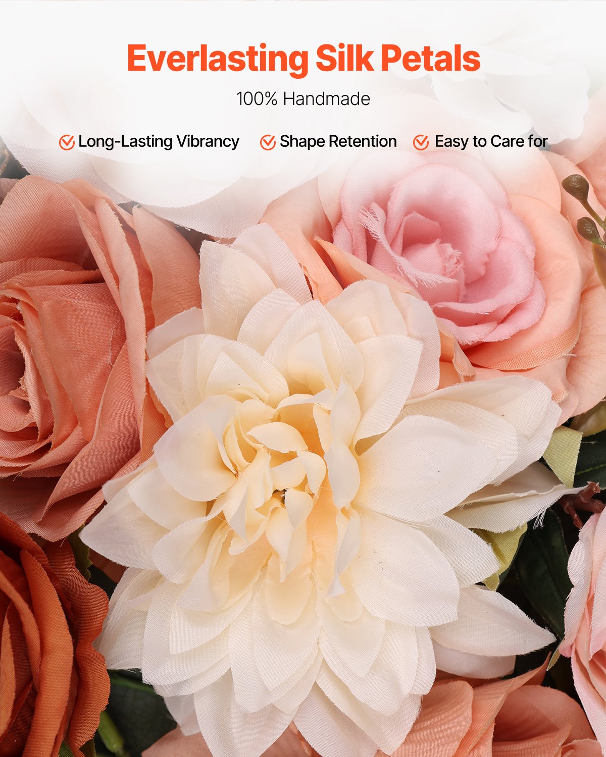 Artificial Wedding Arch Flowers Kit, Orange 5Pack with Drapes for Ceremony Decor