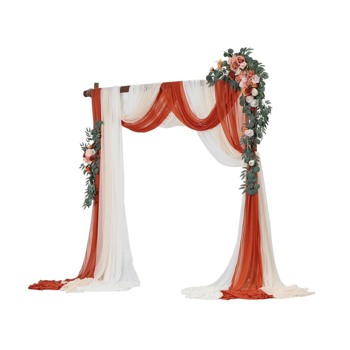 Artificial Wedding Arch Flowers Kit, Orange 5Pack with Drapes for Ceremony Decor