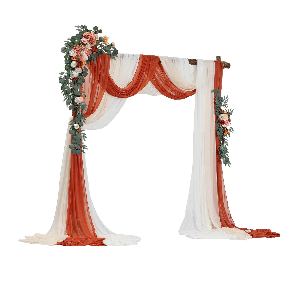 Artificial Wedding Arch Flowers Kit, Orange 5Pack with Drapes for Ceremony Decor