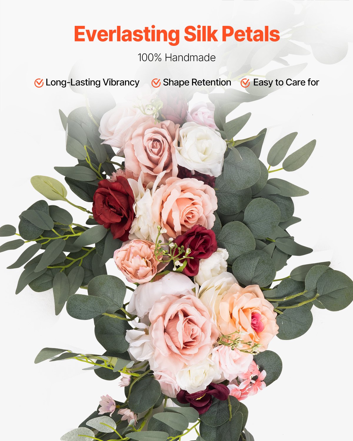 Artificial Wedding Arch Flowers Kit, Pink 5-Pack with Drapes for Ceremony Decor