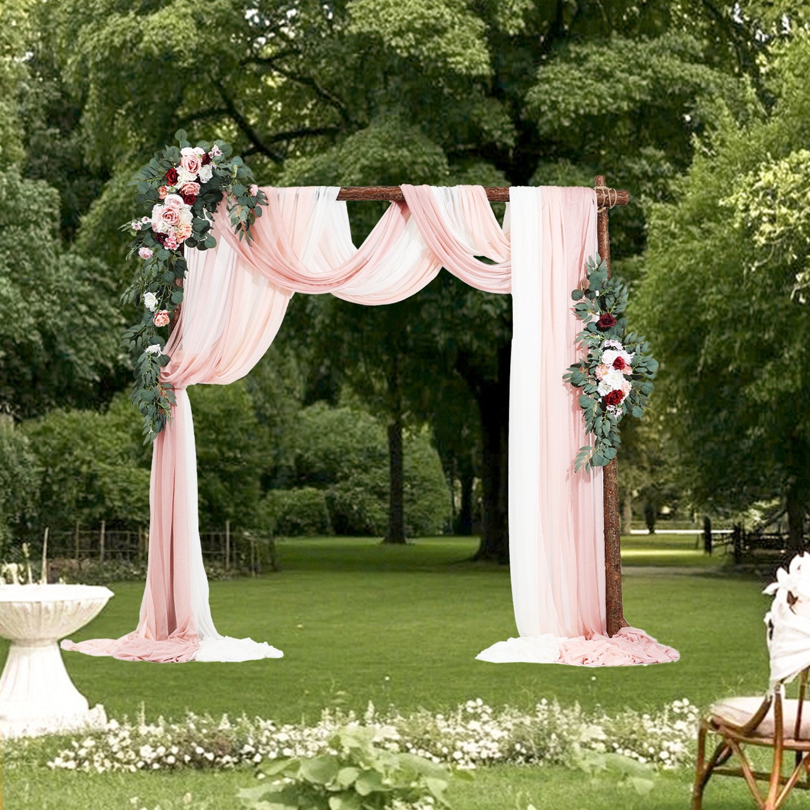 Artificial Wedding Arch Flowers Kit, Pink 5-Pack with Drapes for Ceremony Decor
