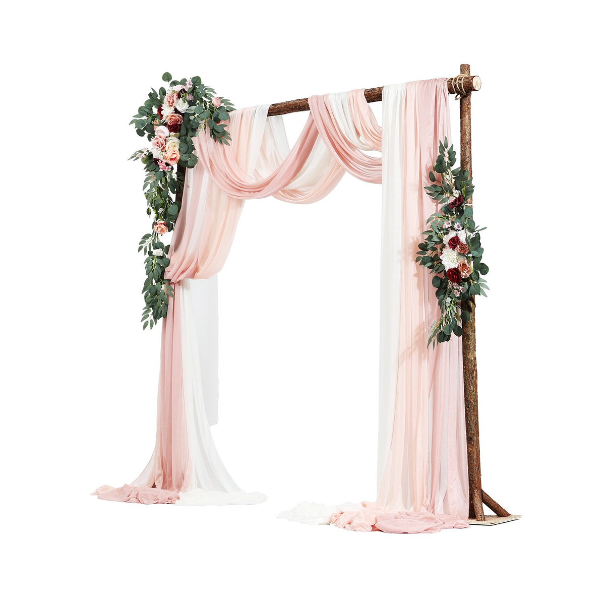 Artificial Wedding Arch Flowers Kit, Pink 5-Pack with Drapes for Ceremony Decor