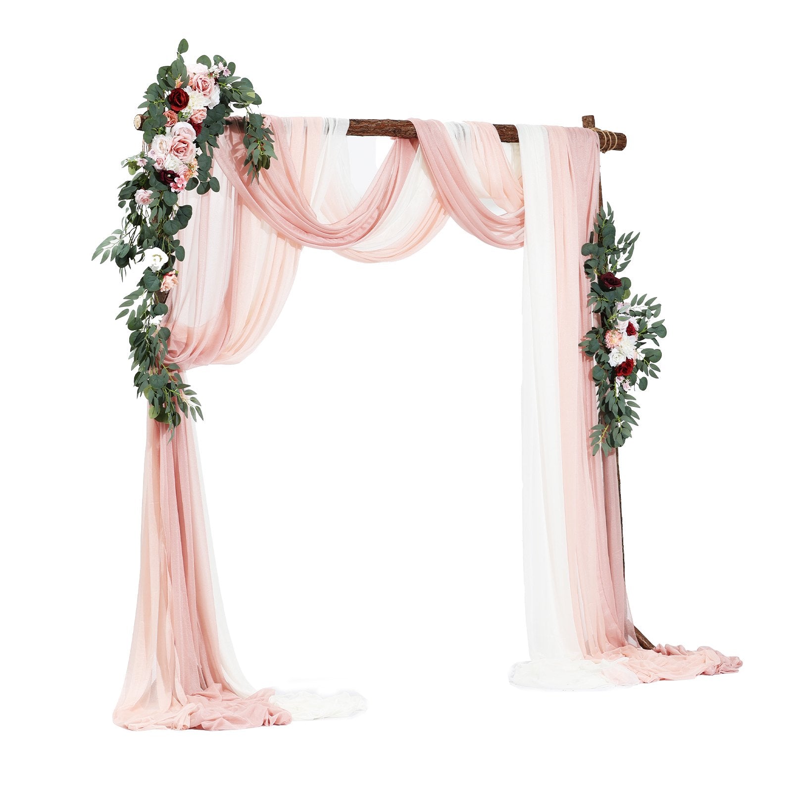 Artificial Wedding Arch Flowers Kit, Pink 5-Pack with Drapes for Ceremony Decor