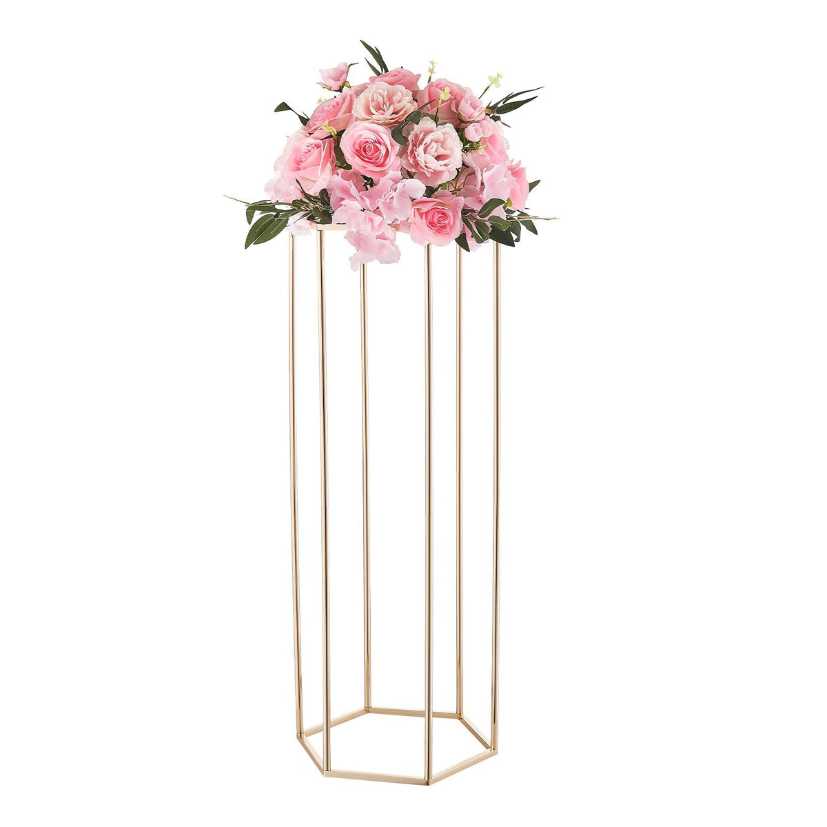 Wedding Flower Stand 10PCS 80cm Acrylic Hexagonal Gold Floral Centerpiece Stand