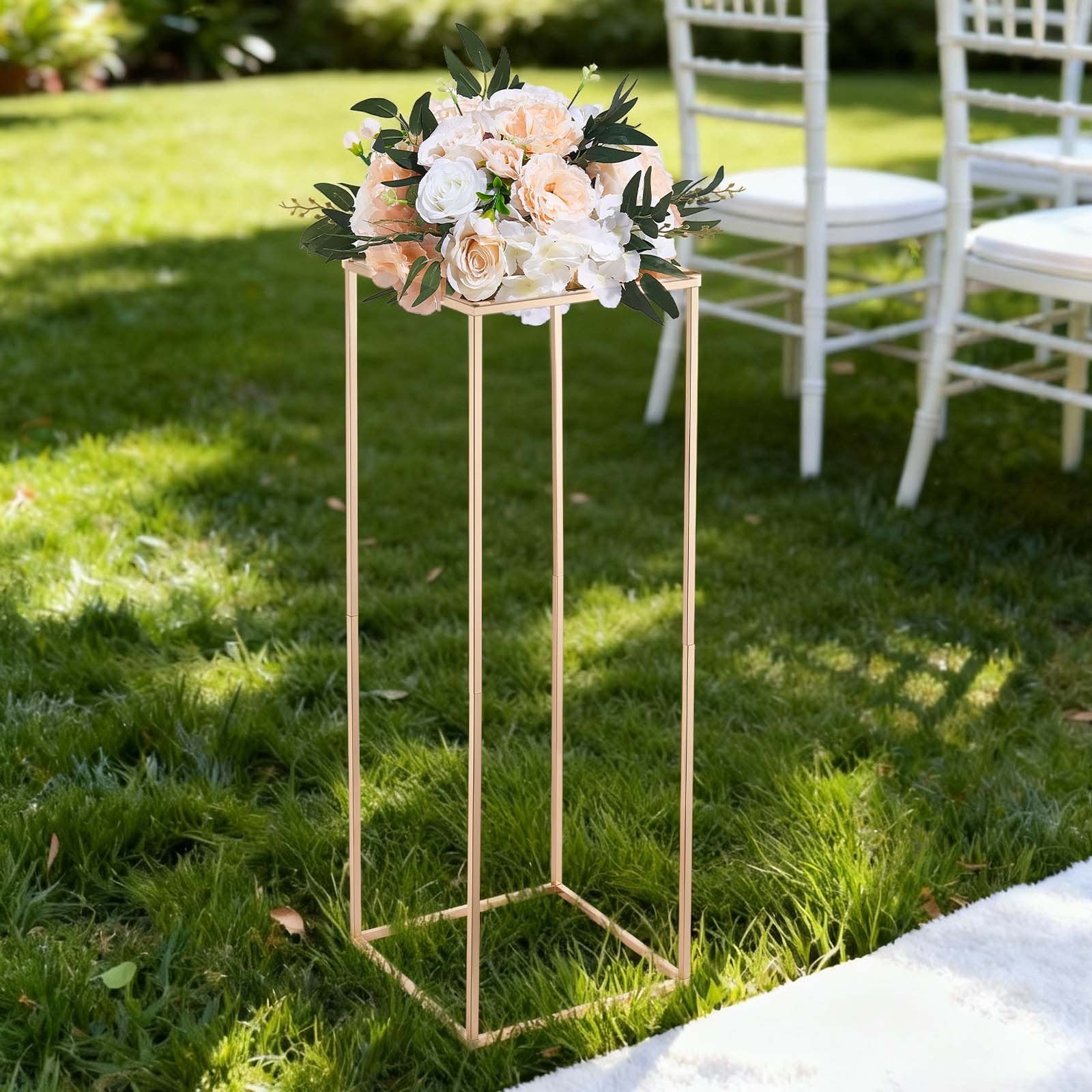 Wedding Flower Stand 10PCS 80cm Column Hidden Screw Rectangular Gold Stand