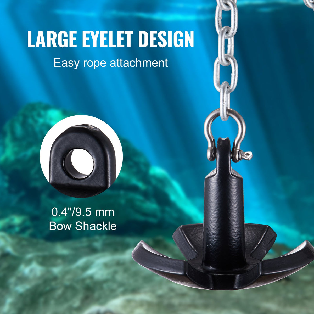 River Anchor 12 lbs Cast Iron Vinyl-Coated Mushroom Anchor with Shackle