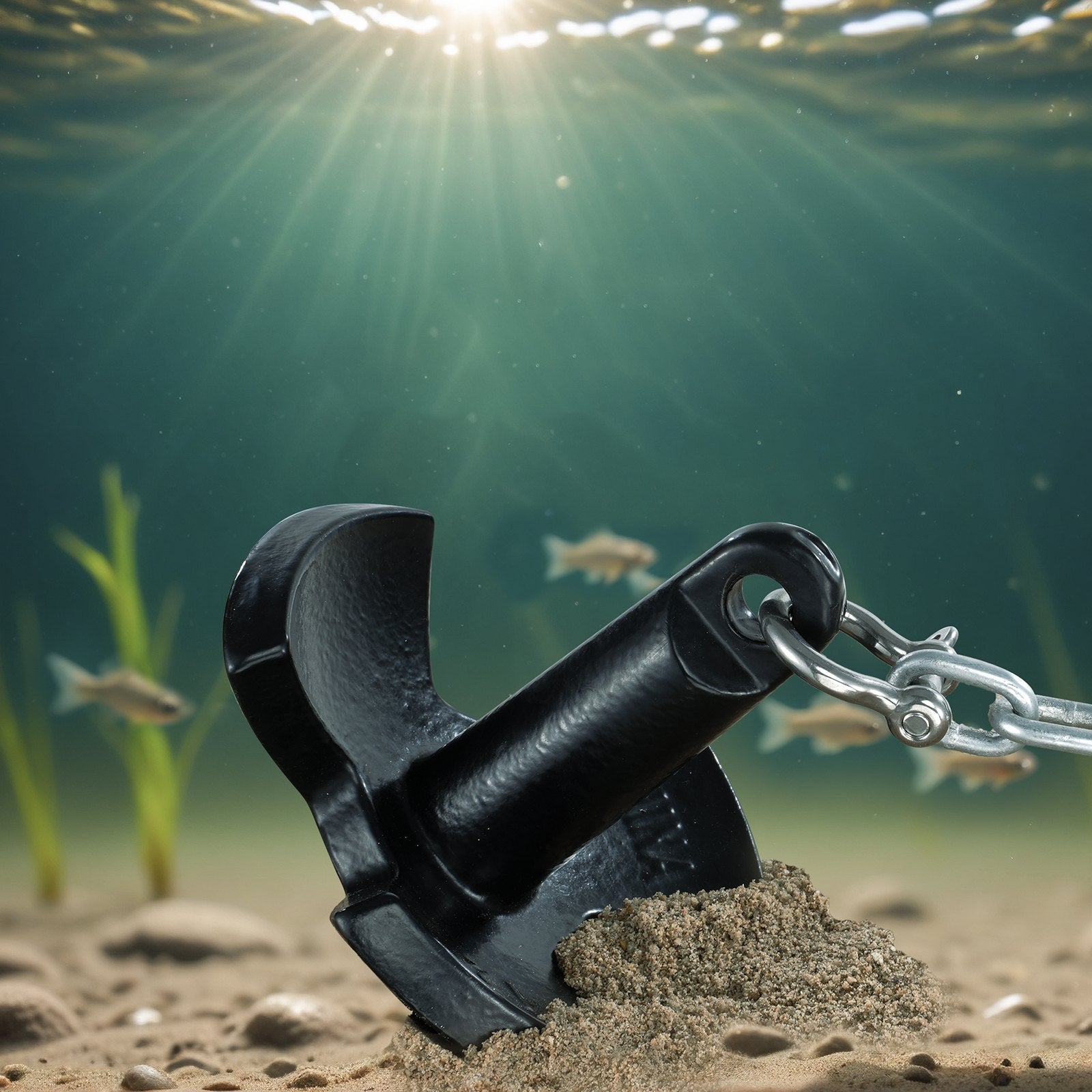 River Anchor 12 lbs Cast Iron Vinyl-Coated Mushroom Anchor with Shackle