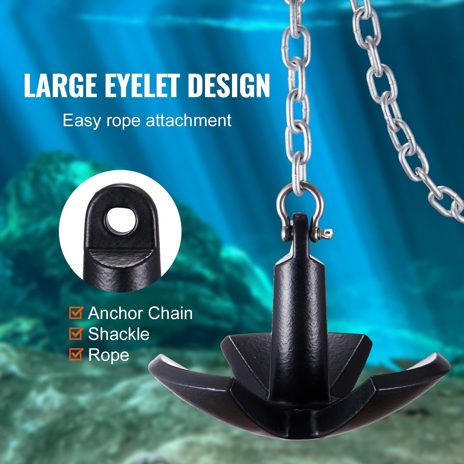 River Anchor 30 lbs Cast Iron Vinyl-Coated Mushroom Anchor for Boats Up to 30 ft