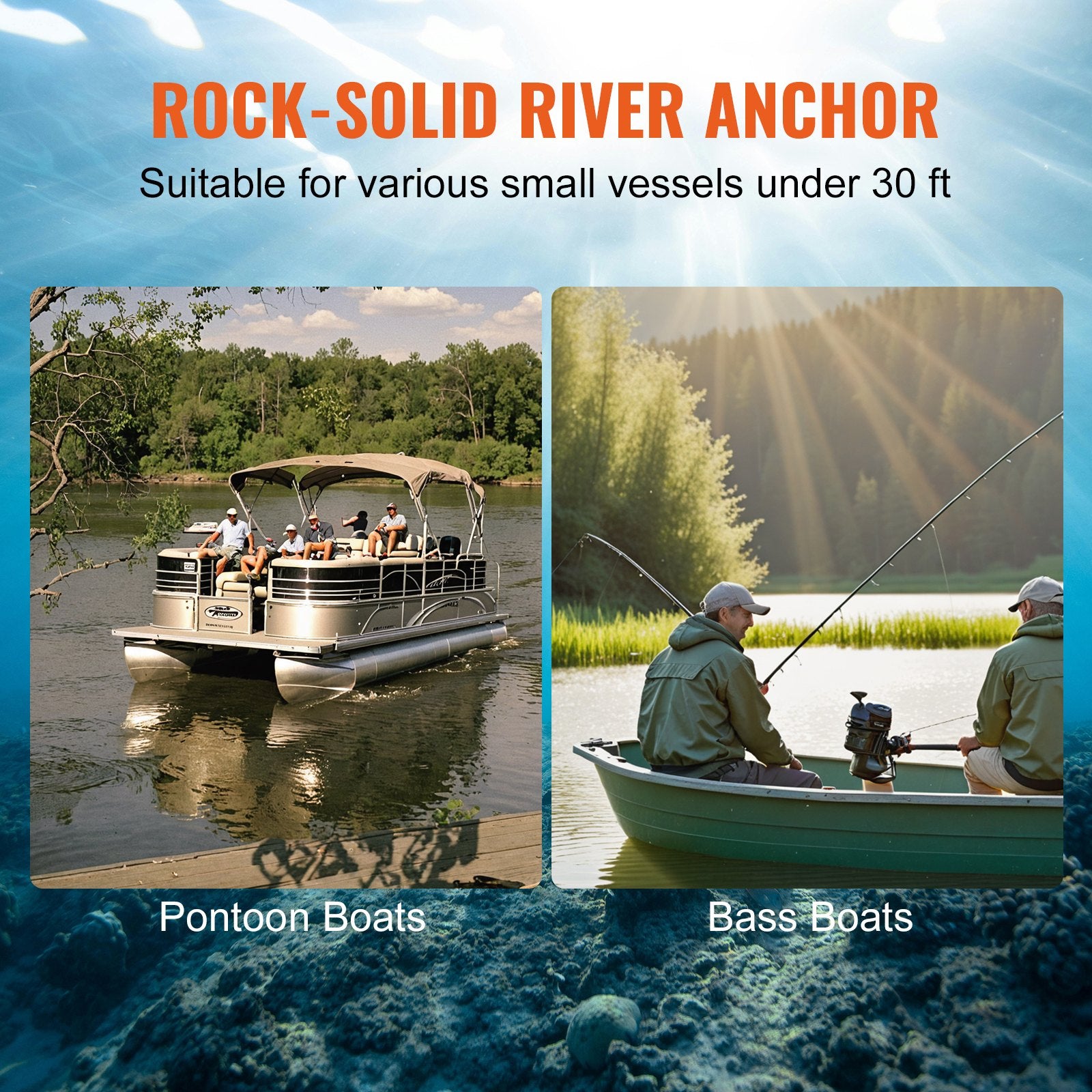 River Anchor 30 lbs Cast Iron Vinyl-Coated Mushroom Anchor for Boats Up to 30 ft