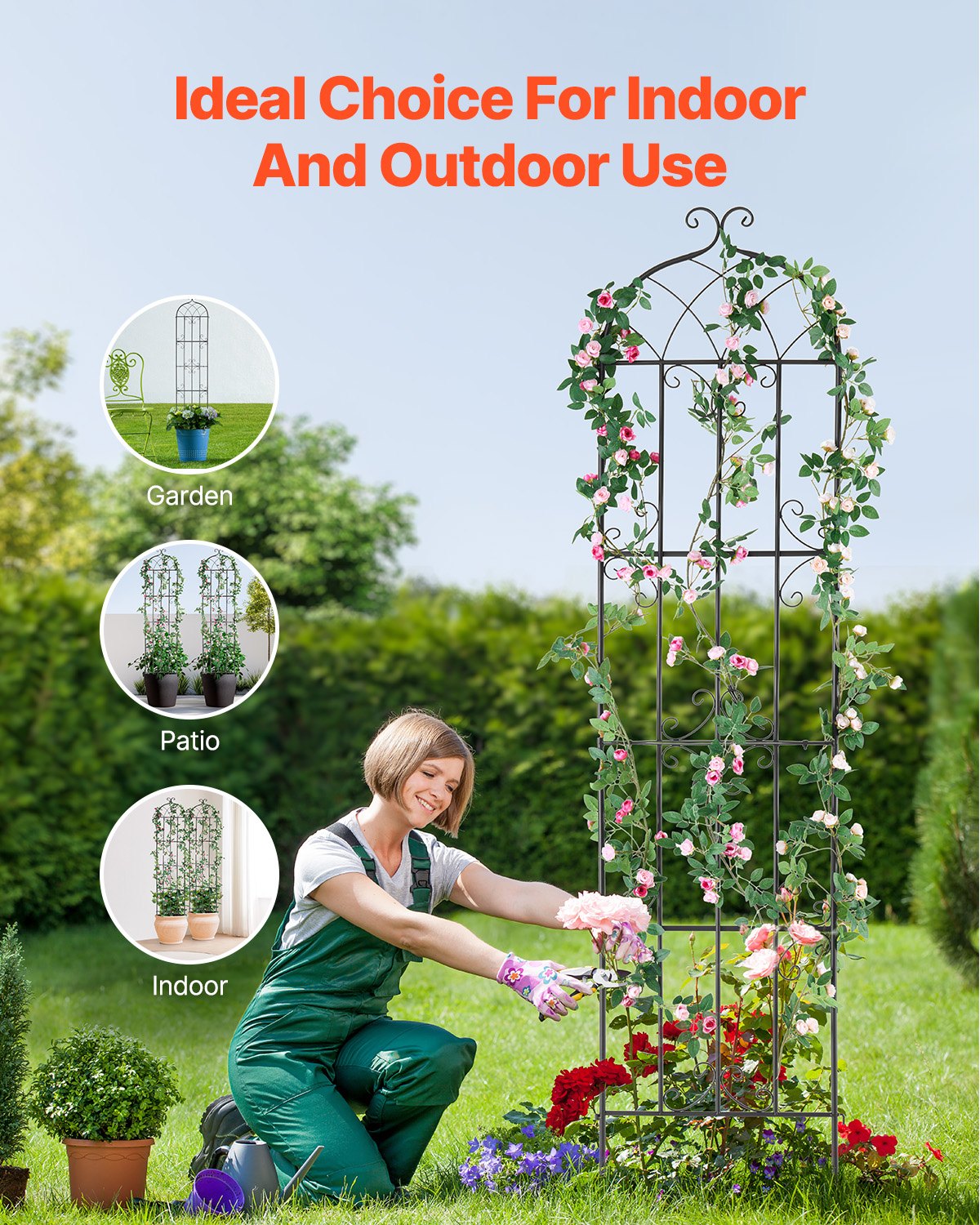 2-Pack Garden Trellis 87 x 20 in for Climbing Plants Rustproof Metal Support