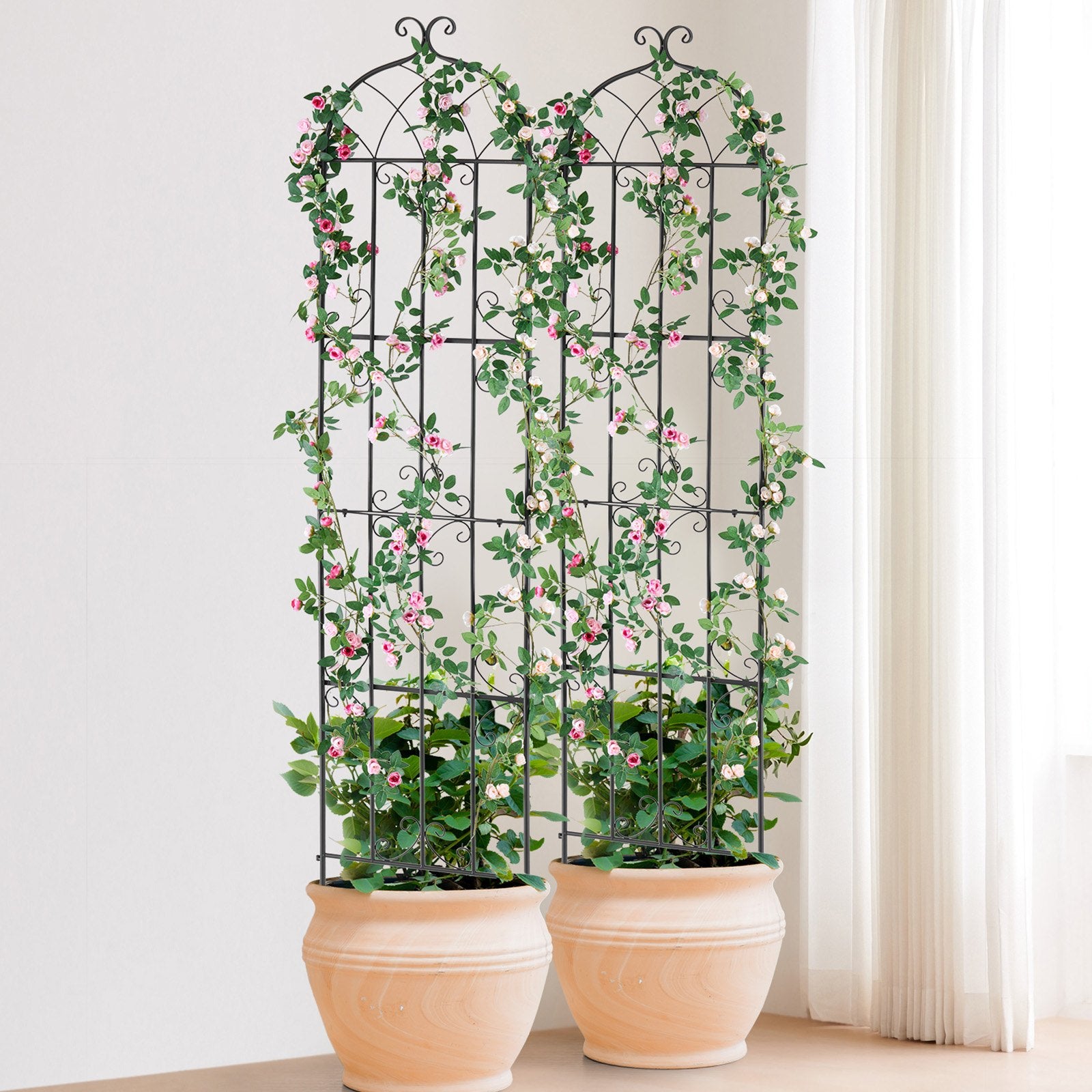 2-Pack Garden Trellis 87 x 20 in for Climbing Plants Rustproof Metal Support