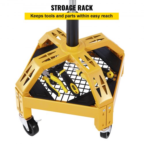 Adjustable Rolling Garage Stool Mechanic Seat with Tool Tray 360° Swivel Wheels