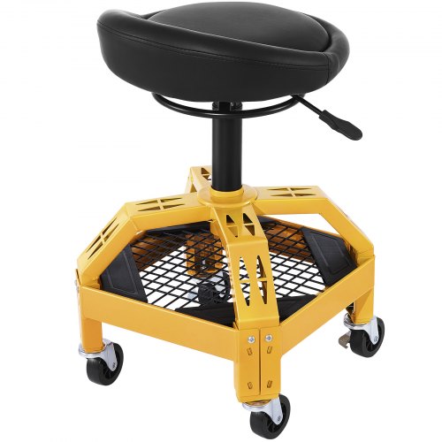 Adjustable Rolling Garage Stool Mechanic Seat with Tool Tray 360° Swivel Wheels