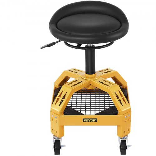 Adjustable Rolling Garage Stool Mechanic Seat with Tool Tray 360° Swivel Wheels