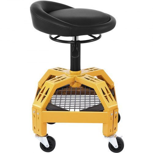 Adjustable Rolling Garage Stool Mechanic Seat with Tool Tray 360° Swivel Wheels