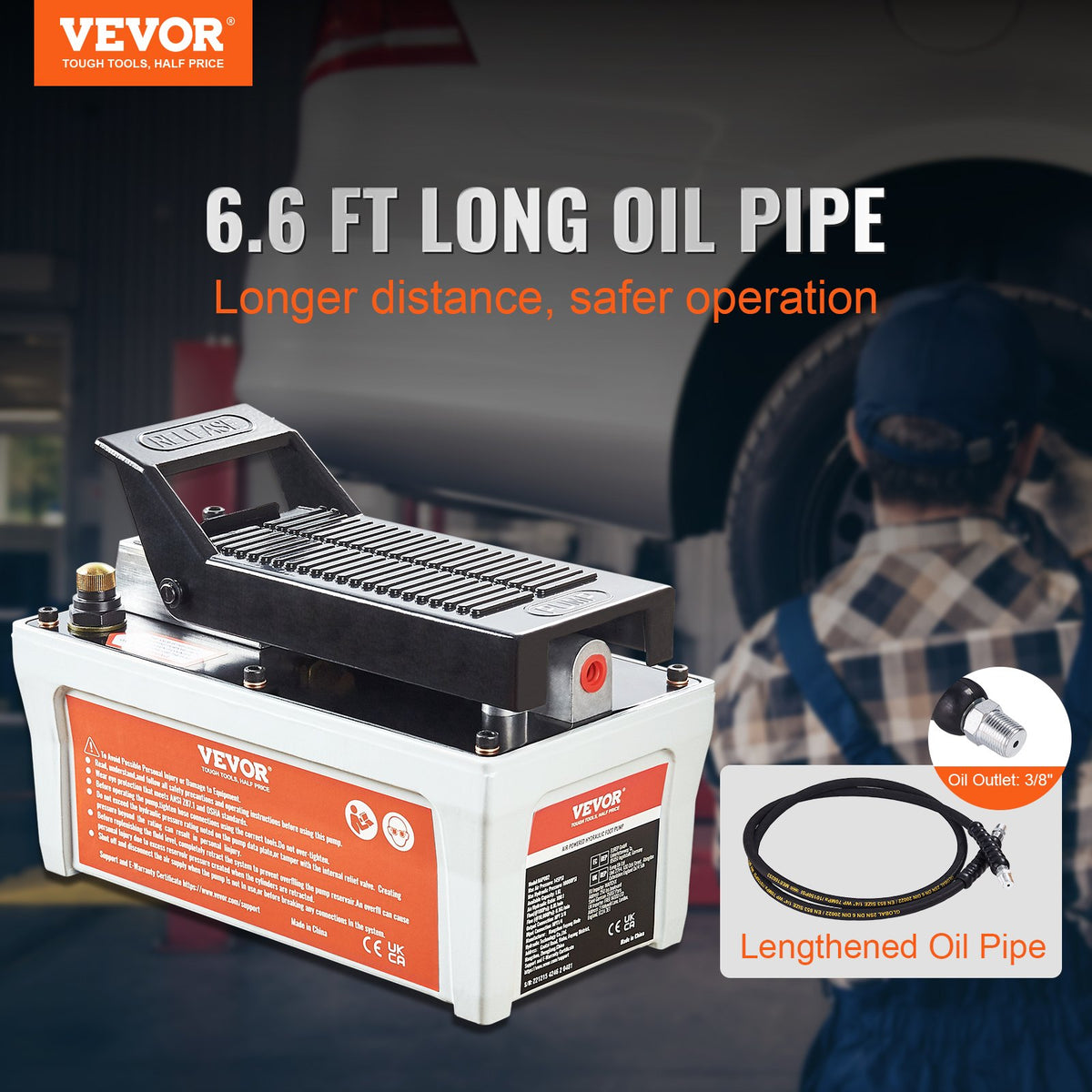 10,000 PSI Air Hydraulic Pump 1/2 Gal Reservoir Foot Treadle for Auto Body