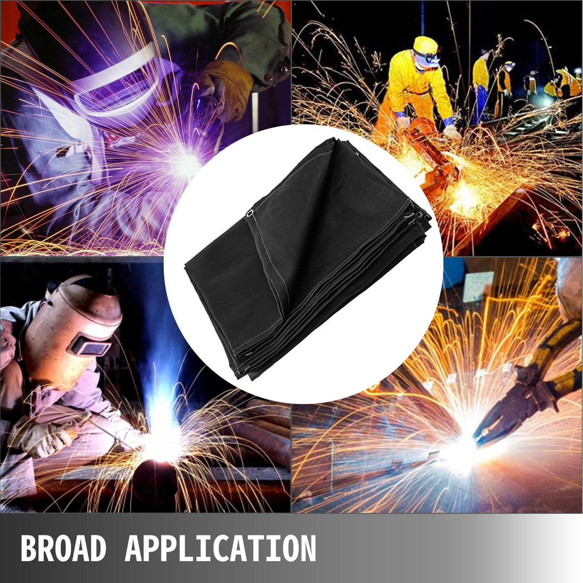 6 x 10 Ft Fire Retardant Welding Blanket Black Fiberglass Heat Resistant Mat