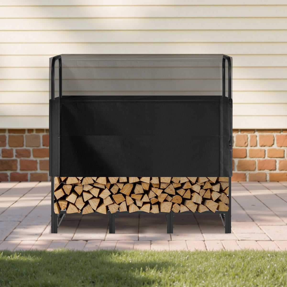 Firewood Rack with Cover 1.22m Outdoor 400lb Top Covered Powder-Coated